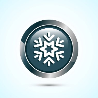 Kar Tanesi simgesi tasarımı, donmuş simgeyi koru. Gri Renkli Yuvarlak Düğme Tasarımı