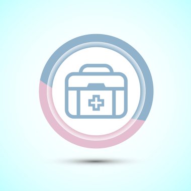 Tıbbi ilk yardım çantası ikonu, acil sağlık kutusu işareti. Pastel Renk Düğmesi Tasarımı