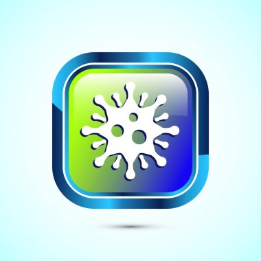 Virus, bacteria icon design illustration. Microbe bacteria sign. Glossy Square Button Design clipart