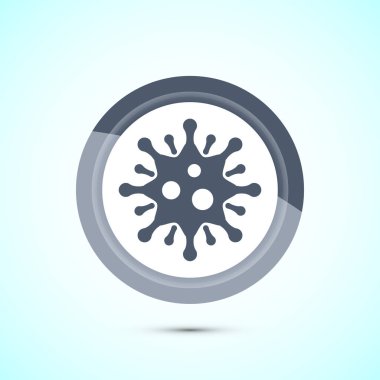 Virüs, bakteri simgesi tasarımı çizimi. Mikrop bakteri işareti. Gri Renk Düğmesi Tasarımı