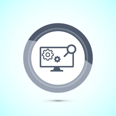 Bilgi teknolojisi ikon tasarımı illüstrasyonu. Dijital teknoloji simgesi, Gri Renk Düğmesi Tasarımı