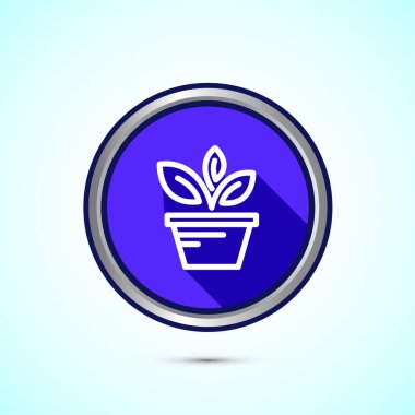 Bitki simgesi tasarımı illüstrasyonu, uygulamalar ve ağlar için filizlenme simgesi, Mavi Gölge Tasarımı
