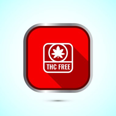 THC ücretsiz simge tasarımı illüstrasyonu, CBD kenevir yağı etiketi, marihuana yağı, Kırmızı Gölge Düğmesi Tasarımı