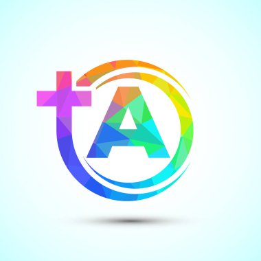 A alfabesi ve çapraz logo işareti. Hristiyan kilisesi için İsa 'nın logosu.