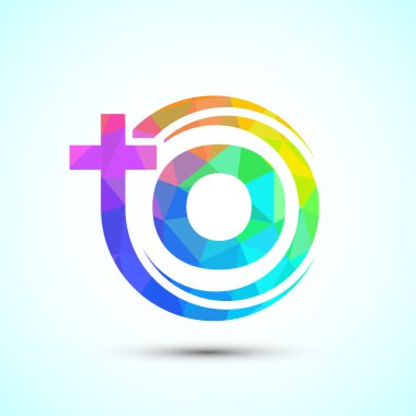 İngiliz alfabesi O ve çapraz logo işareti. Hristiyan kilisesi için İsa 'nın logosu.