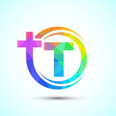 Çapraz logolu İngiliz alfabesi T. Hristiyan kilisesi için İsa 'nın logosu.