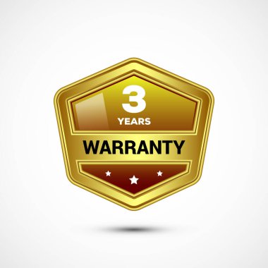 Reklam 3 yıl garantili altın amblem, etiket, simge, logo, rozet, sembol, düğme