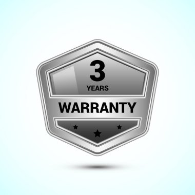Reklam 3 yıl garantili gümüş amblem, etiket, simge, logo, rozet, sembol, düğme