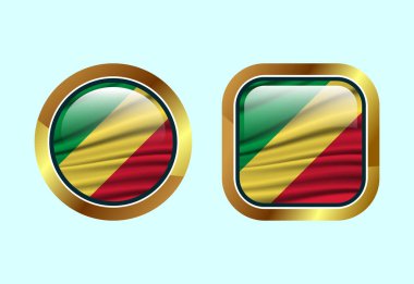 Kongo 'nun parlak bayrak düğmesi, yüksek kaliteli web düğmesi tasarımı