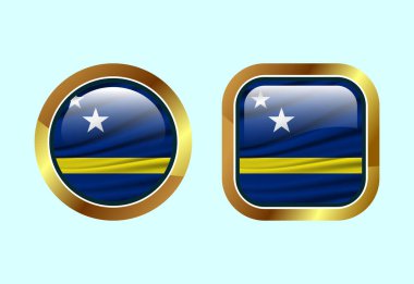 Curacao 'nun parlak bayrak düğmesi, yüksek kaliteli web düğmesi tasarımı