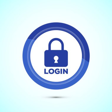 Kullanıcı profili giriş simgesi tasarımı illüstrasyonu. Kimlik doğrulama simgesine eriş. Mavi Renk Düğmesi Tasarımı