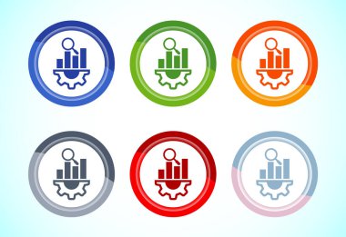 Veri analiz ikonu tasarım illüstrasyonu. Pazar araştırması, analitik simge, Düğme Tasarımı Saet