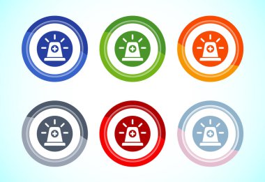 Acil durum siren ikonu, ambulans acil durum siren işareti. Düğme Tasarımı Ayarları