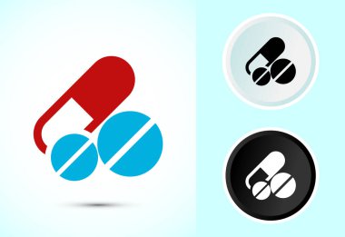 İlaç ikonu tasarım illüstrasyonu, ilaç ve tedavi sembolleri