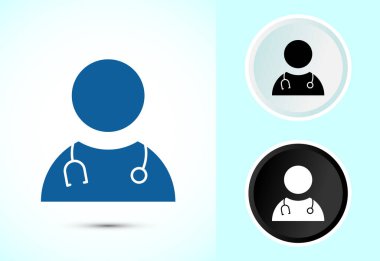 Doktor simgesi tasarımı illüstrasyon, tıbbi danışma ve yardımcı avatar sembolü