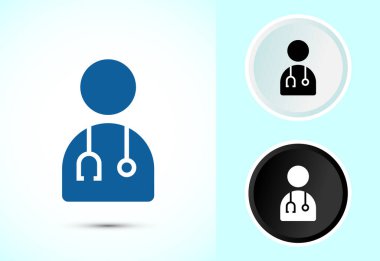 Doktor simgesi tasarımı illüstrasyon, tıbbi danışma ve yardımcı avatar sembolü