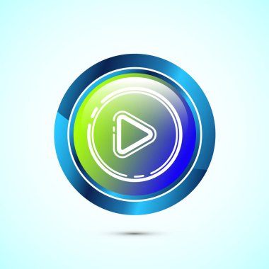 Video simgesi tasarımı illüstrasyonu. Kamera simgesi, video kamera sembolü, film işareti, Parlak Yuvarlak Düğme Tasarımı