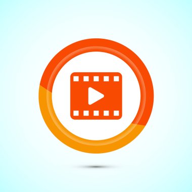 Video simgesi tasarımı illüstrasyonu. Kamera simgesi, video kamera sembolü, film işareti, Turuncu Renk Düğmesi Tasarımı