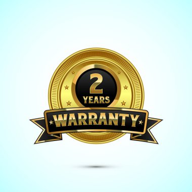 Lüks 2 yıl garanti etiketi, rozet, simge, logo, altın ve siyah renkli