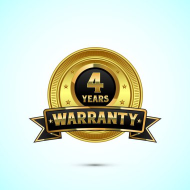 Lüks 4 yıl garanti etiketi, rozet, simge, logo, altın ve siyah renkli