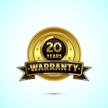 Lüks 20 yıl garanti etiketi, rozet, simge, logo, altın ve siyah renkli