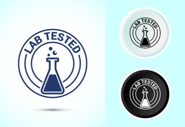 Laboratuvar test simgesi. Laboratuvar ürün kalitesi sertifika sembolü, klinik sertifikalı.