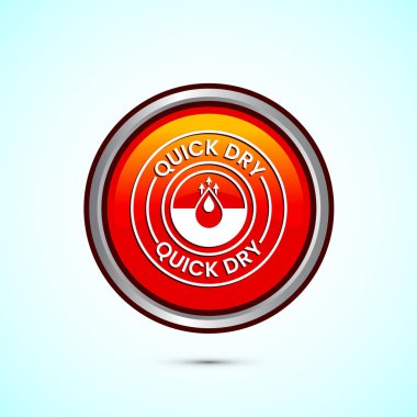 Quick dry icon design illustration. Fast dry cleaning service sign. Orange Color Round Button Design clipart