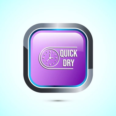 Quick dry icon design illustration. Fast dry cleaning service sign. Pink Color Square Button Design clipart