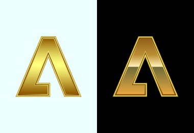 Alfabe A 'nın ilk harfi altın renginde. Şirket iş kimliği için grafiksel alfabe sembolü