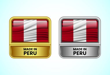 Altın ve gümüşten yapılmış Peru etiket simgesi. İş için bayrak simgesi ayarlandı