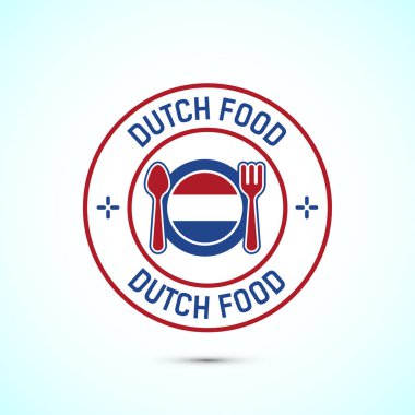 Flamalı Hollanda yemek ikonu rozeti, restoran işi için uygun.