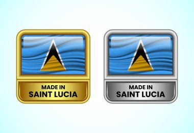 Saint Lucia etiket simgesi olarak altın ve gümüş renginde yapıldı. İş için bayrak simgesi ayarlandı