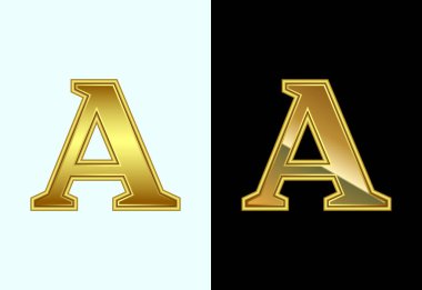 İngiliz alfabesi A, altın rengi. Şirket iş kimliği için grafiksel alfabe sembolü