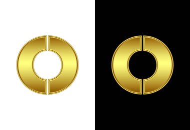 İlk alfabe O 'nun altın rengi. Şirket iş kimliği için grafiksel alfabe sembolü