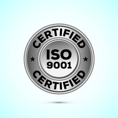 Ürün kalitesi yönetimi için ISO 9001 gümüş rozet.
