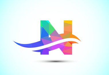 Alfabe N, swoosh ya da okyanus dalgası logosu dizaynlı. Şirket iş kimliği için grafiksel alfabe sembolü