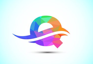 Swoosh ya da okyanus dalgası logosu dizaynlı Q alfabesi. Şirket iş kimliği için grafiksel alfabe sembolü