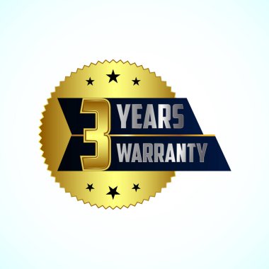 Etiket, simge, logo, rozet, sembol için 3 yıllık garanti gümüş ve altın rengi amblemi.