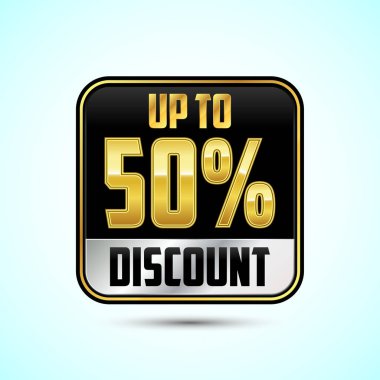 Yüzde 50 'ye kadar indirim, indirimli etiketler. Teklif levhası. Özel teklif sembolü. İndirim tanıtımı