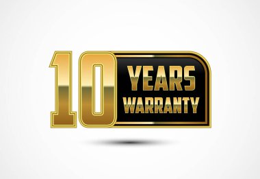 Lüks 10 yıl garanti etiketi, rozet, altın ve siyah renkli ikon