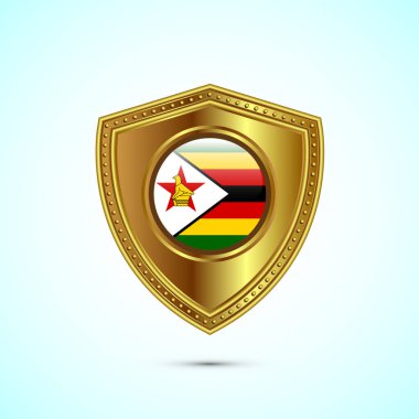 Parlak altın kalkanlı Zimbabwe bayrağı