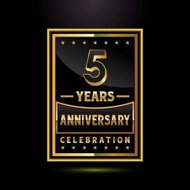 5. yıl dönümü kutlamaları rozetleri, etiket tasarımı, altın yıldönümü amblemi.