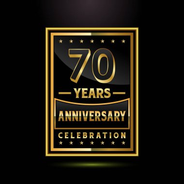70. yıl dönümü kutlamaları rozetleri, etiket tasarımı, altın yıldönümü amblemi.