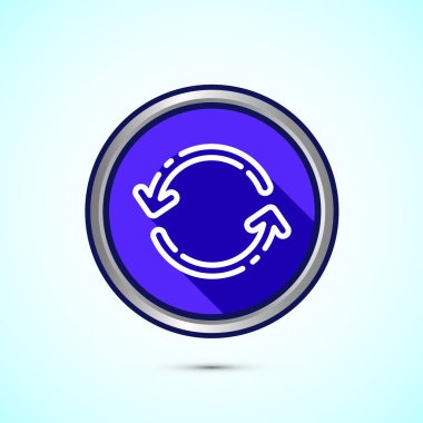 Simge tasarımı, eşzamanlama veya sıfırlama simgesi, yeniden yükleme işareti, Mavi gölge tasarımı eşzamanla