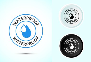 Waterproof icon design illustration, water resistant sign symbol, liquid proof protection clipart