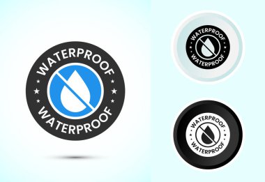 Waterproof icon design illustration, water resistant sign symbol, liquid proof protection clipart