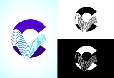 Soyut C harfi logosu, kurumsal iş kimliği için grafiksel alfabe sembolü
