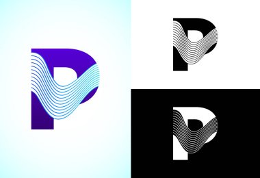 Soyut P harfi logosu, kurumsal iş kimliği için grafiksel alfabe sembolü