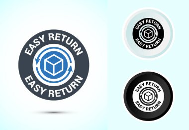 Kolay dönüş simgesi tasarımı illüstrasyonu, ürün ambalajı için kolay geri dönüş etiketi