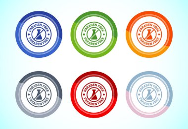 Paraben serbest simge tasarımı illüstrasyonu, ürün etiketi için uygun, 6 renk düğmesi tasarımı